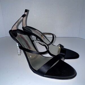 Sophia Webster Rosalind Crystal Black Mid Heel Sandals 39.5=9.5